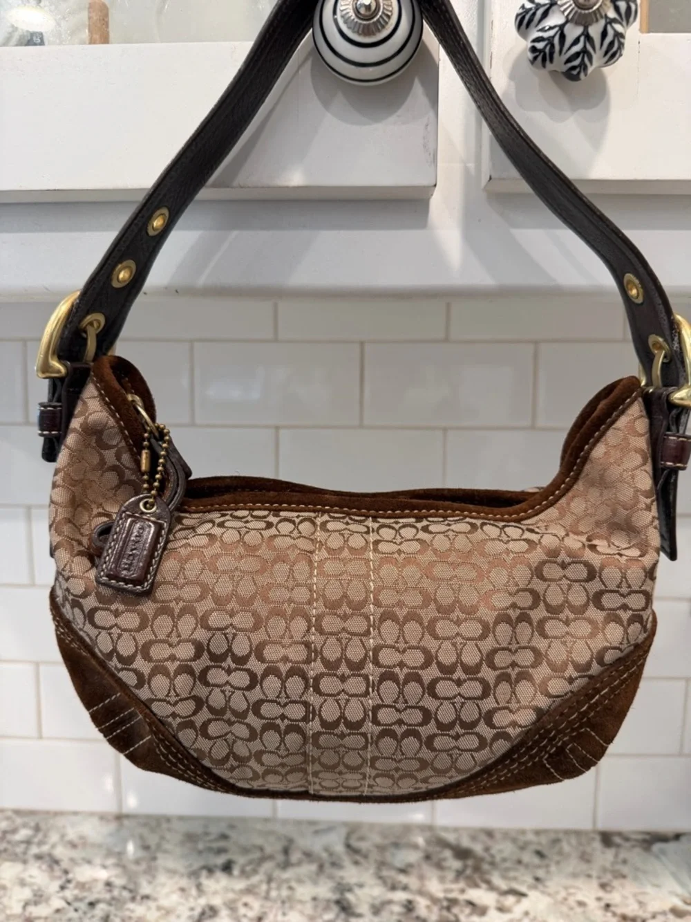 Coach Brown/Tan Signature Jacquard soho Shoulder Bag - Picture 7 of 16